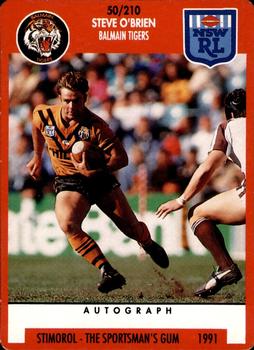 1991 Stimorol NRL #50 Steve O'Brien Front